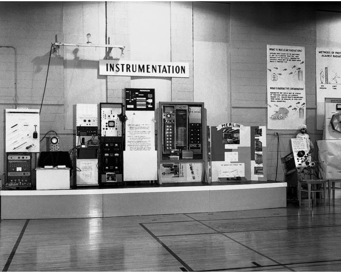 Old photograph of gaming/computer equipment at Brookhaven Lab