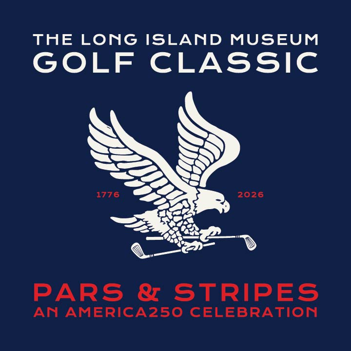 The Long Island Museum Golf Classic logo with eagle holding golf clubs. 