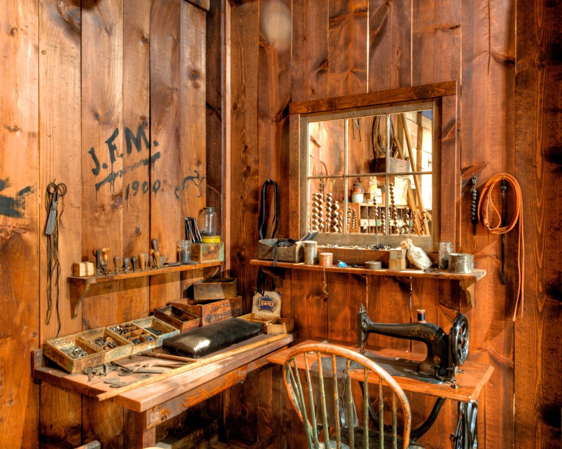 inside of an authentic carriage workshop of the Graves Brothers